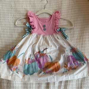 Eleanor Rose Emilia Pumpkin and Floral Dress Size 3-4 T